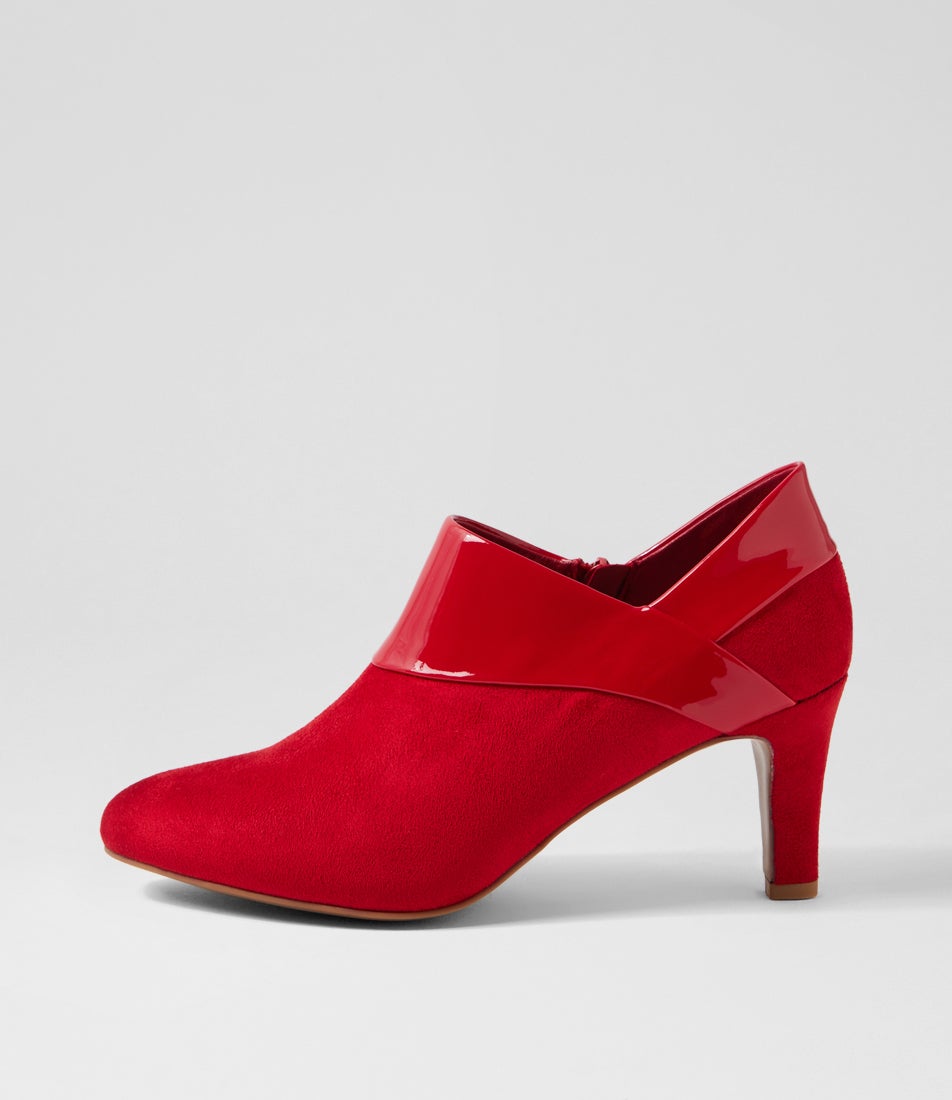 Ilonda W Dark Red Microsuede Patent Pu Heels Ilonda W Dark Red Microsuede Patent Pu Heels
