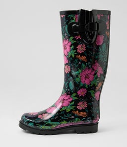 BIANNI IL BLACK FLORAL GUMBOOT