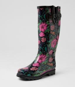 BIANNI IL BLACK FLORAL GUMBOOT
