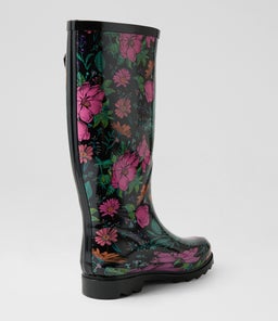 BIANNI IL BLACK FLORAL GUMBOOT