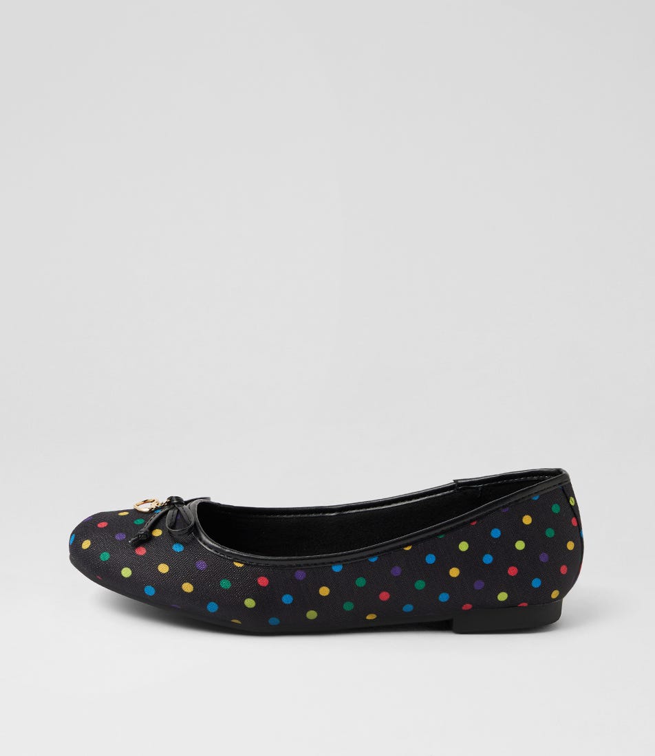 Dreamie Black Spot Fabric Flat Shoes