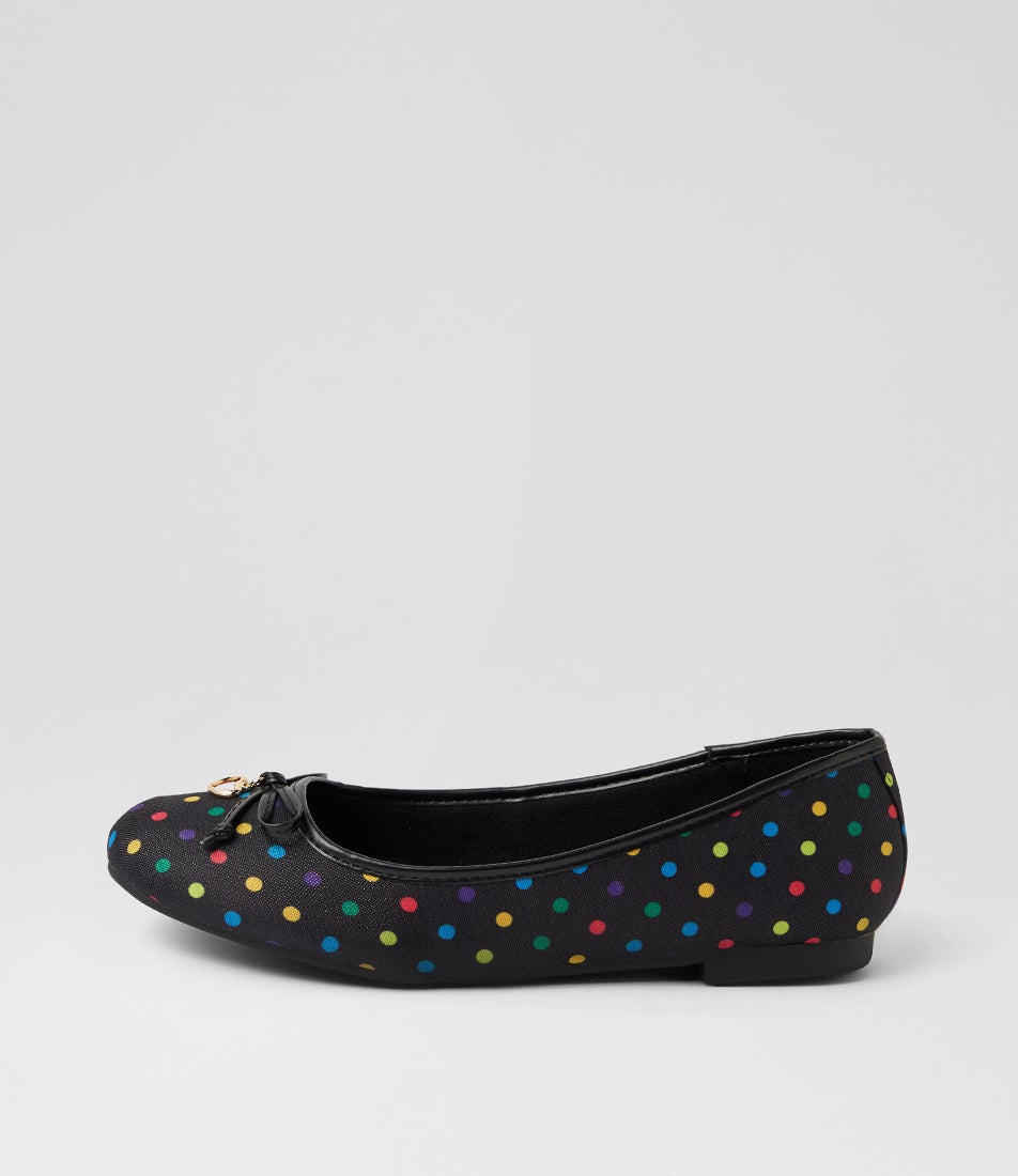 Dreamie Black Spot Fabric Flat Shoes