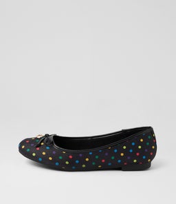 Dreamie Black Spot Fabric Flat Shoes Dreamie Black Spot Fabric Flat Shoes