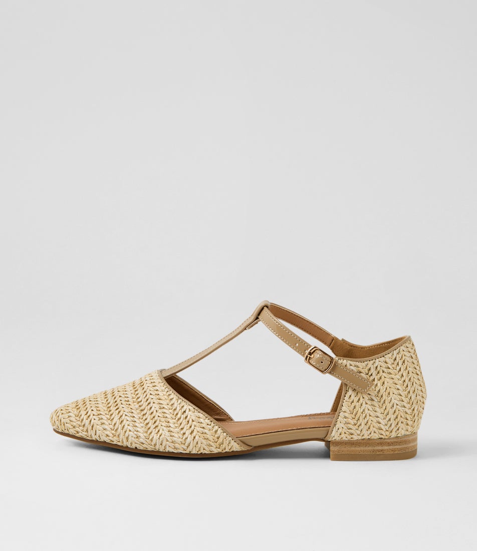 Allora Natural Synthetic Raffia Flat Shoes Allora Natural Synthetic Raffia Flat Shoes