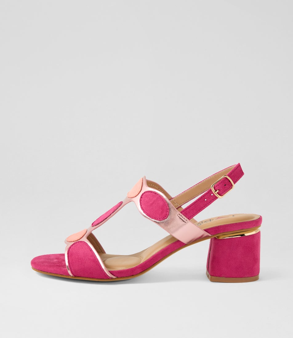 Hayton Pink Multi Microsuede Sandals