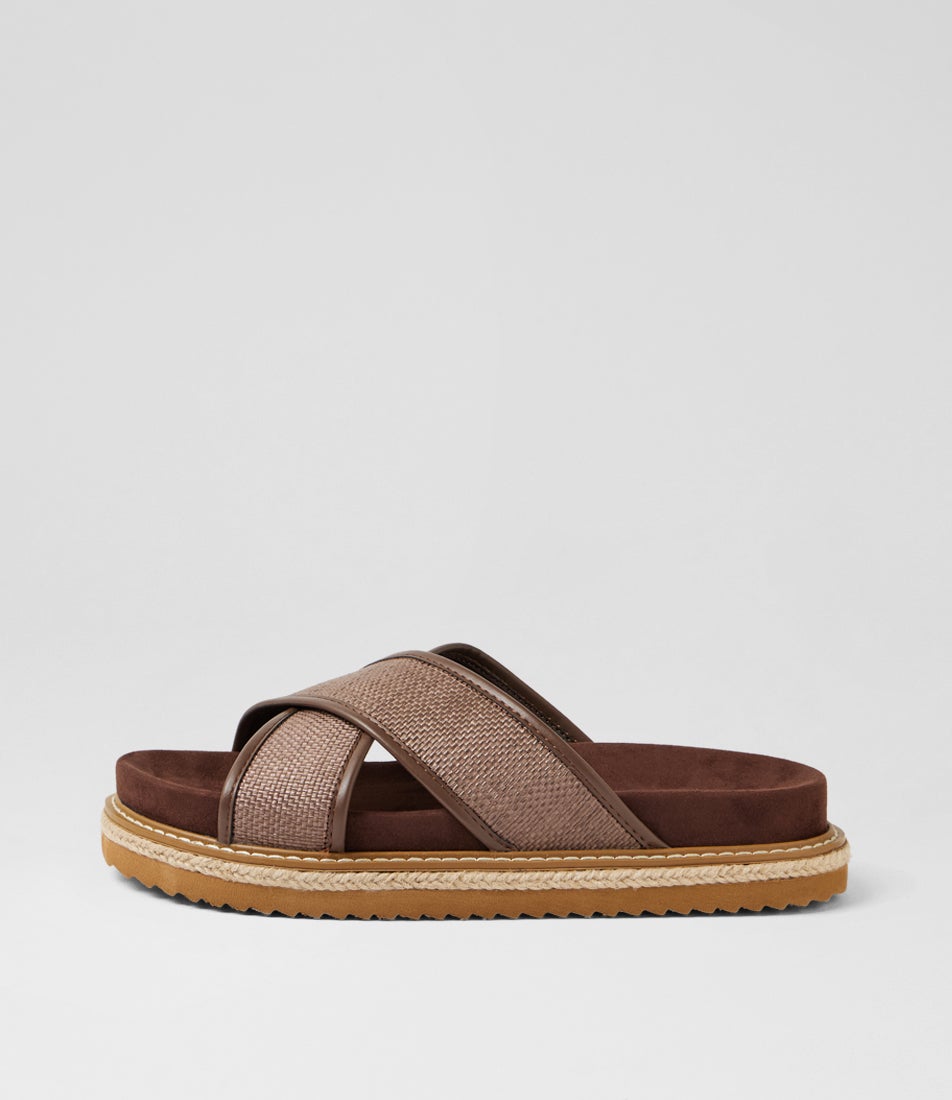 Harshini Choc Synthetic Raffia Sandals Harshini Choc Synthetic Raffia Sandals