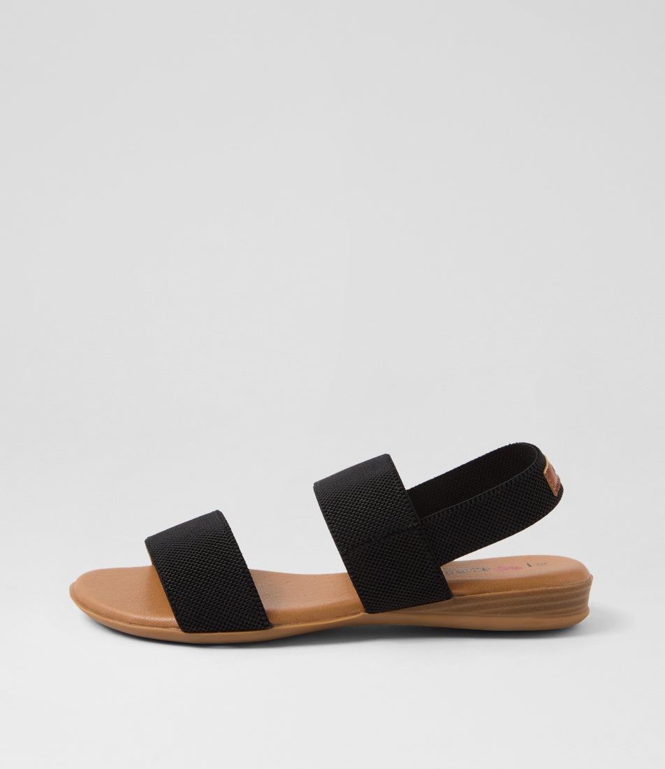 Divide Black Fabric Sandals