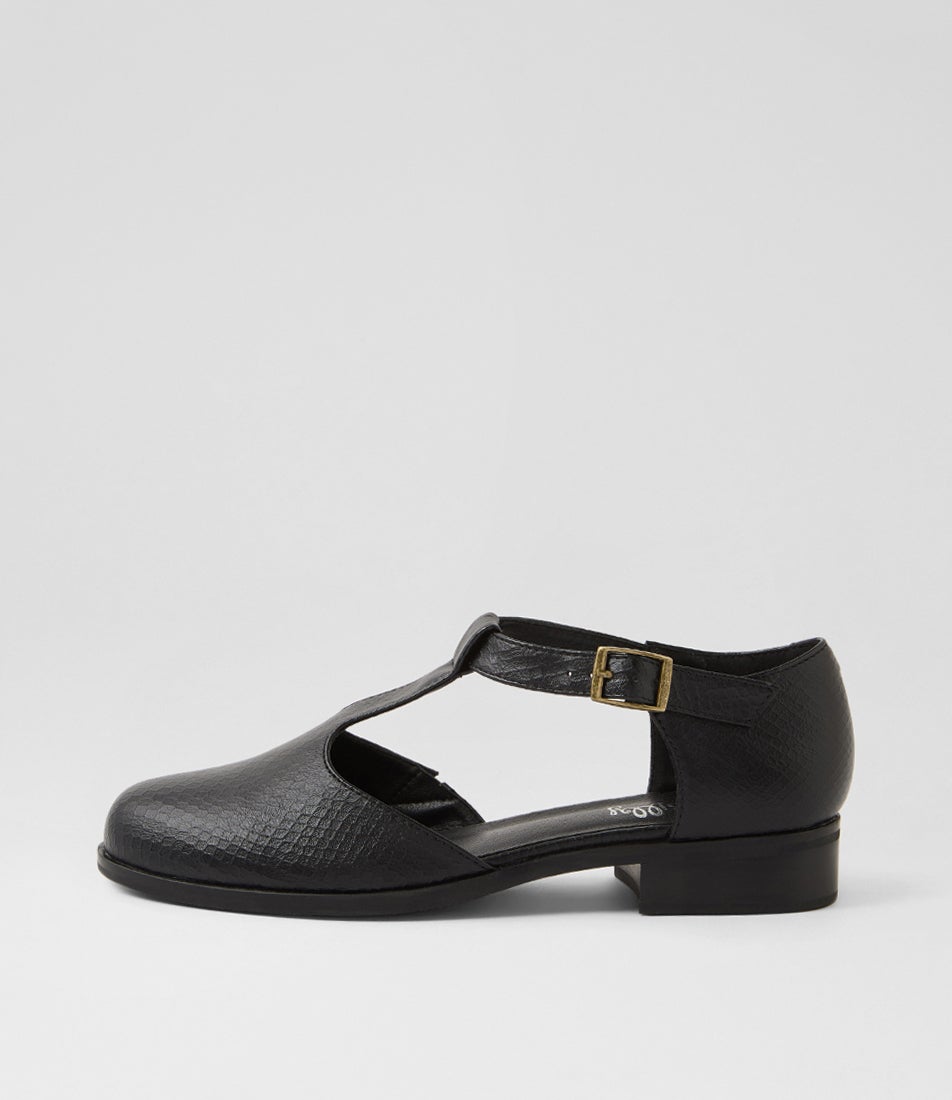 Hangia Black Reptile Flat Shoes Hangia Black Reptile Flat Shoes