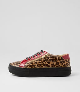 Skelos Leopard Dark Red Patent Pu Sneakers Skelos Leopard Dark Red Patent Pu Sneakers