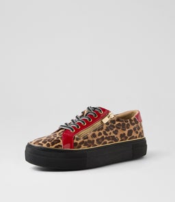 SKELOS IL LEOPARD DK RED SMOOTH PATENT PU