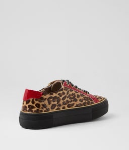 SKELOS IL LEOPARD DK RED SMOOTH PATENT PU