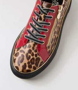 SKELOS IL LEOPARD DK RED SMOOTH PATENT PU