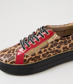 SKELOS IL LEOPARD DK RED SMOOTH PATENT PU