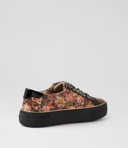 SKELOS IL CAFE FLORAL EMBOSS BLACK SMOOTH PATENT PU