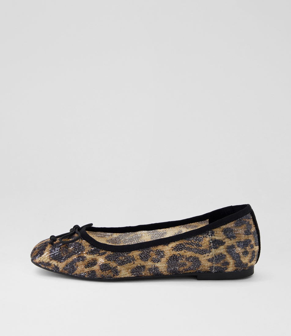Fideen Brown Leopard Mesh Flat Shoes