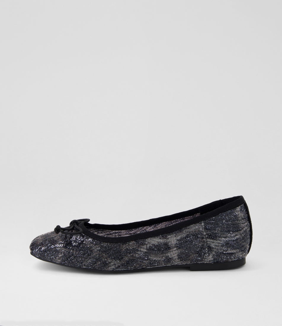 Fideen Grey Leopard Mesh Flat Shoes