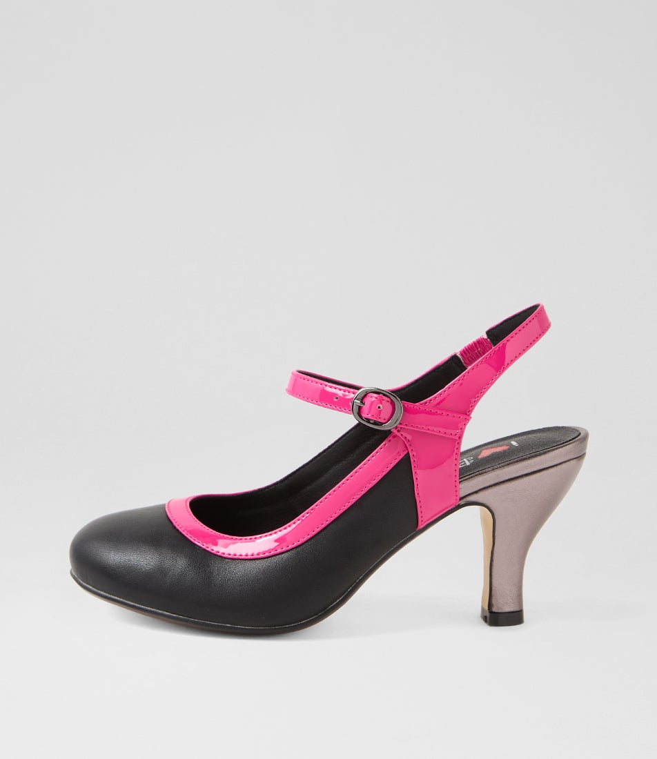 Mintina Black Hot Pink Patent Pu Heels Mintina Black Hot Pink Patent Pu Heels