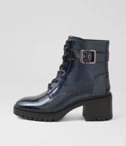 Nuttish Navy Patent Pu Ankle Boots Nuttish Navy Patent Pu Ankle Boots