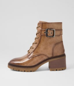 Nuttish Taupe Patent Pu Ankle Boots Nuttish Taupe Patent Pu Ankle Boots