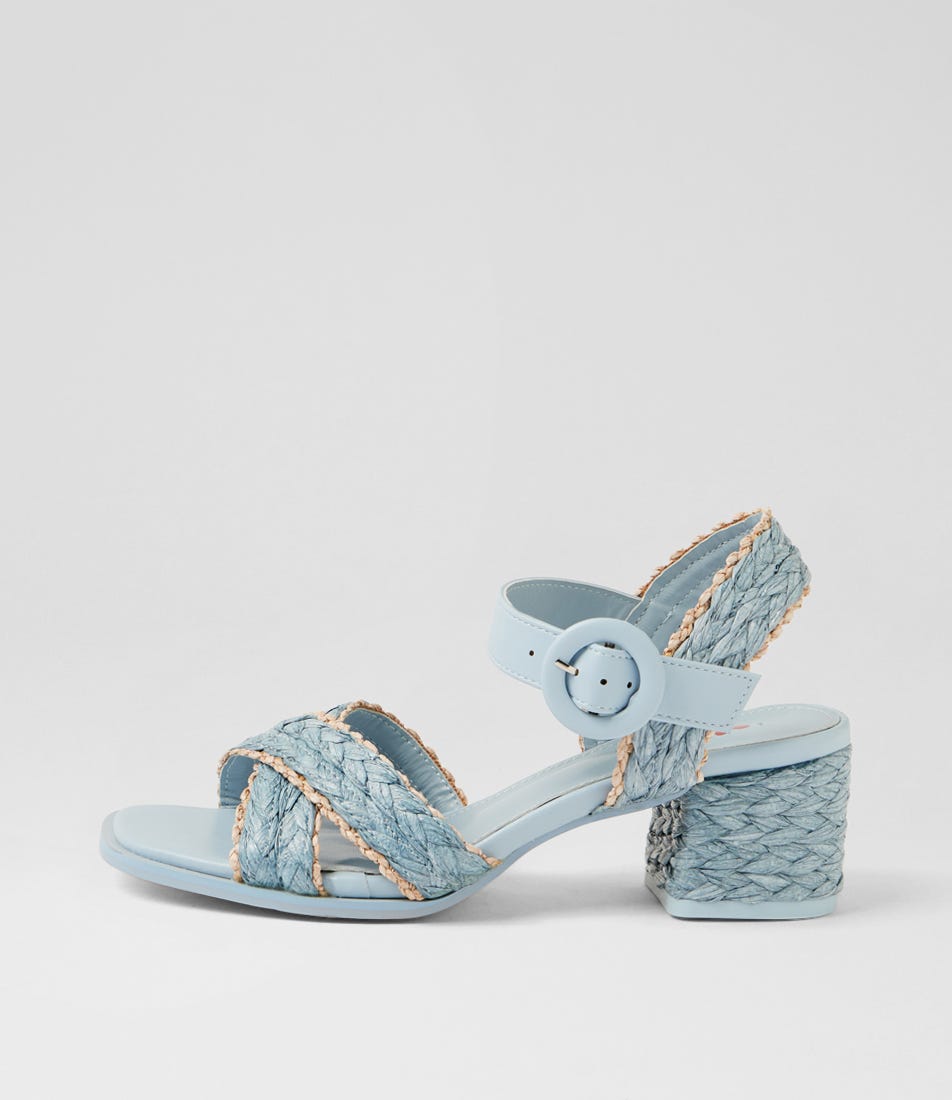 Buzzko Pale Blue Syn Raffia Sandals