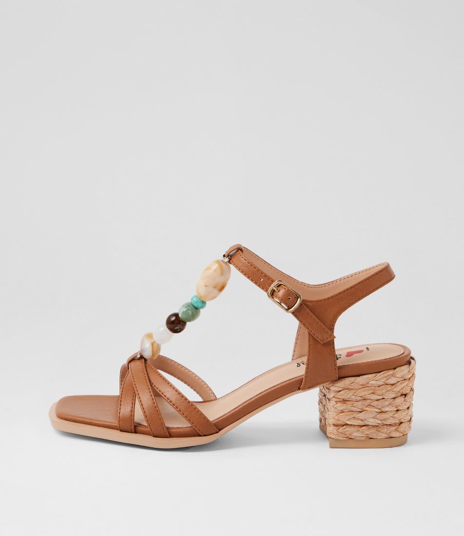 Balini Tan Block Heel Sandals