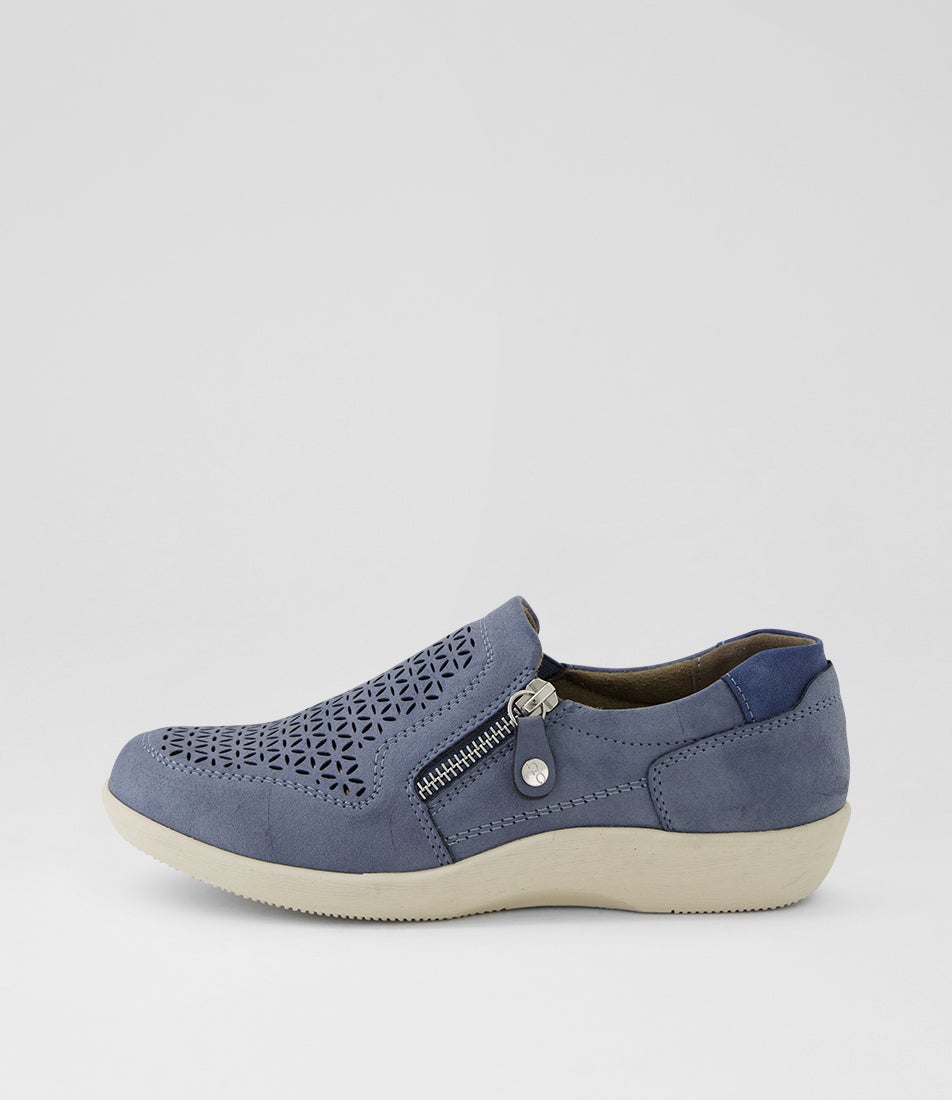 Eleyna Denim Nubuck Pu Slip Ons