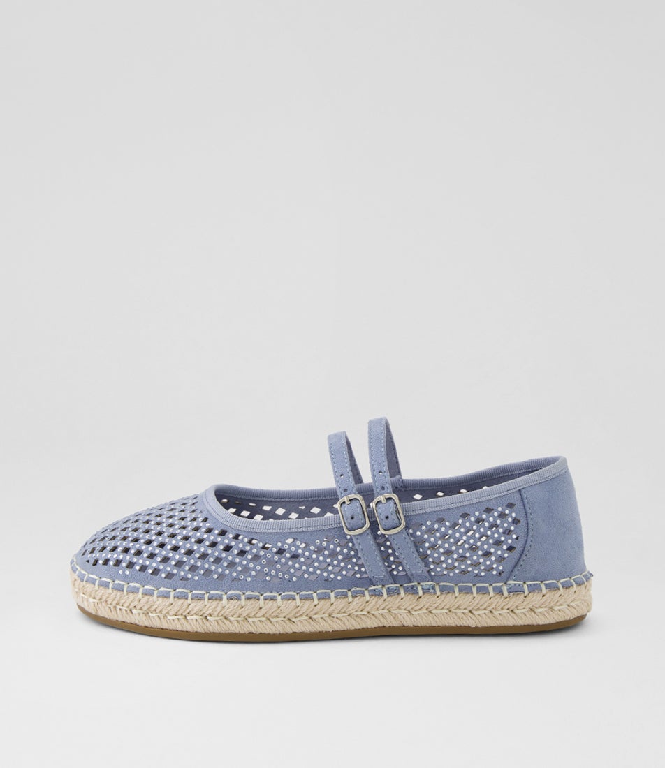 Ingrad Pale Blue Microsuede Flat Shoes