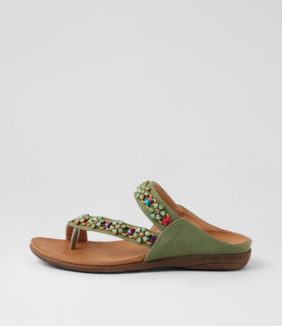 Olotto Green Nubuck Pu Thongs Olotto Green Nubuck Pu Thongs