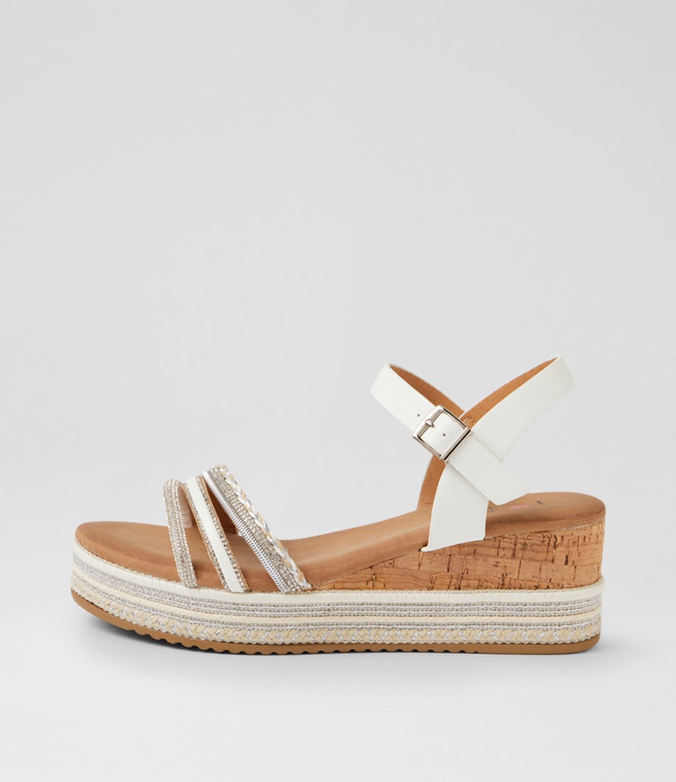 Slattery White Mix Platform Wedge Sandals