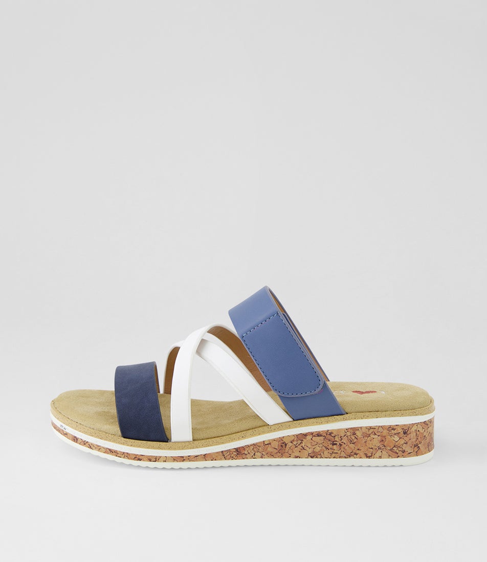 Talinda Navy White Multi Slides Talinda Navy White Multi Slides