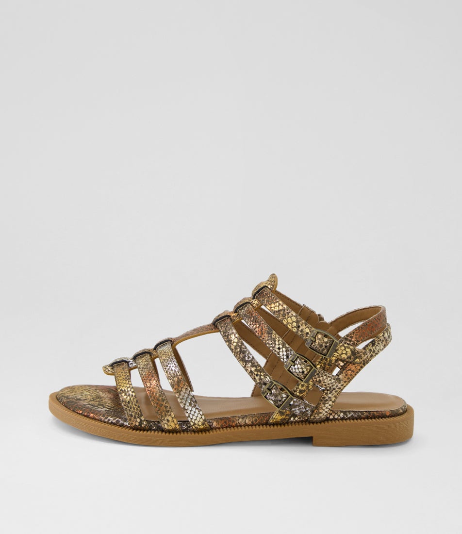 Varinna Bronze Snake Metallic  Sandals