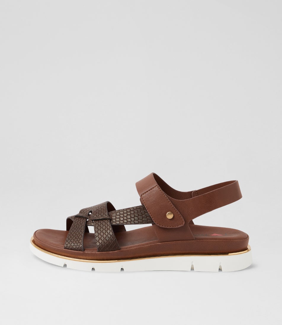 Breese Choc Lizard Sandals