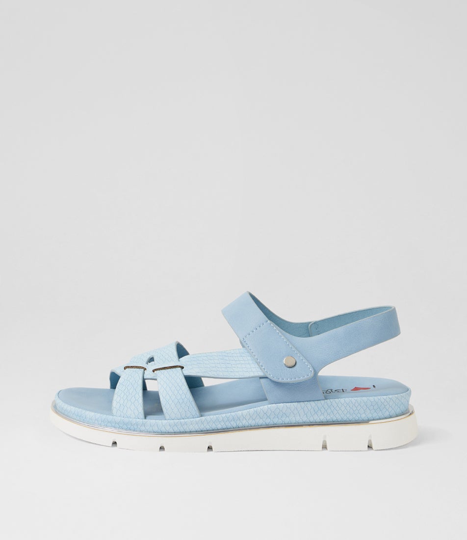 Breese Mid Blue Lizard Sandals
