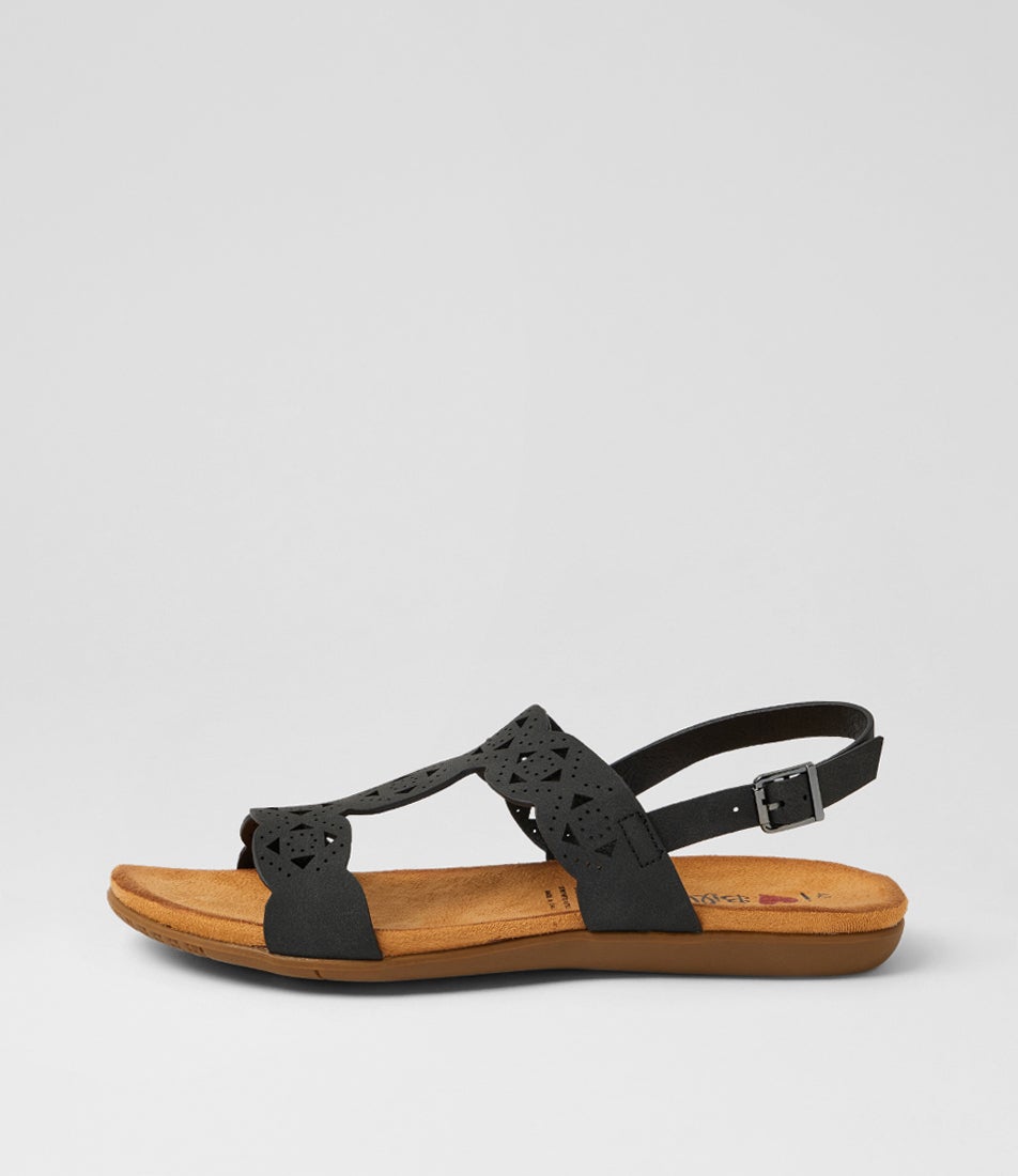 Falvinea Black Nubuck Pu Sandals Falvinea Black Nubuck Pu Sandals