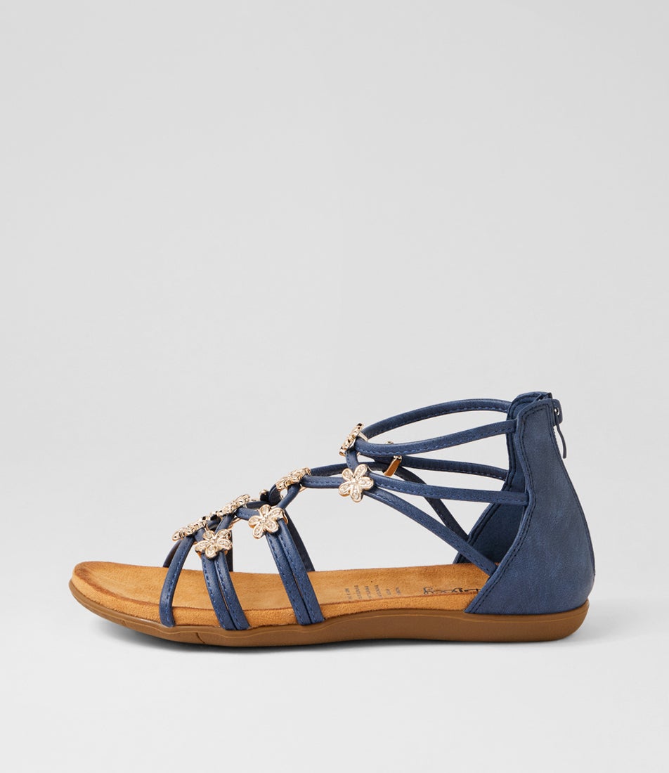 Falome Navy Strappy Sandals