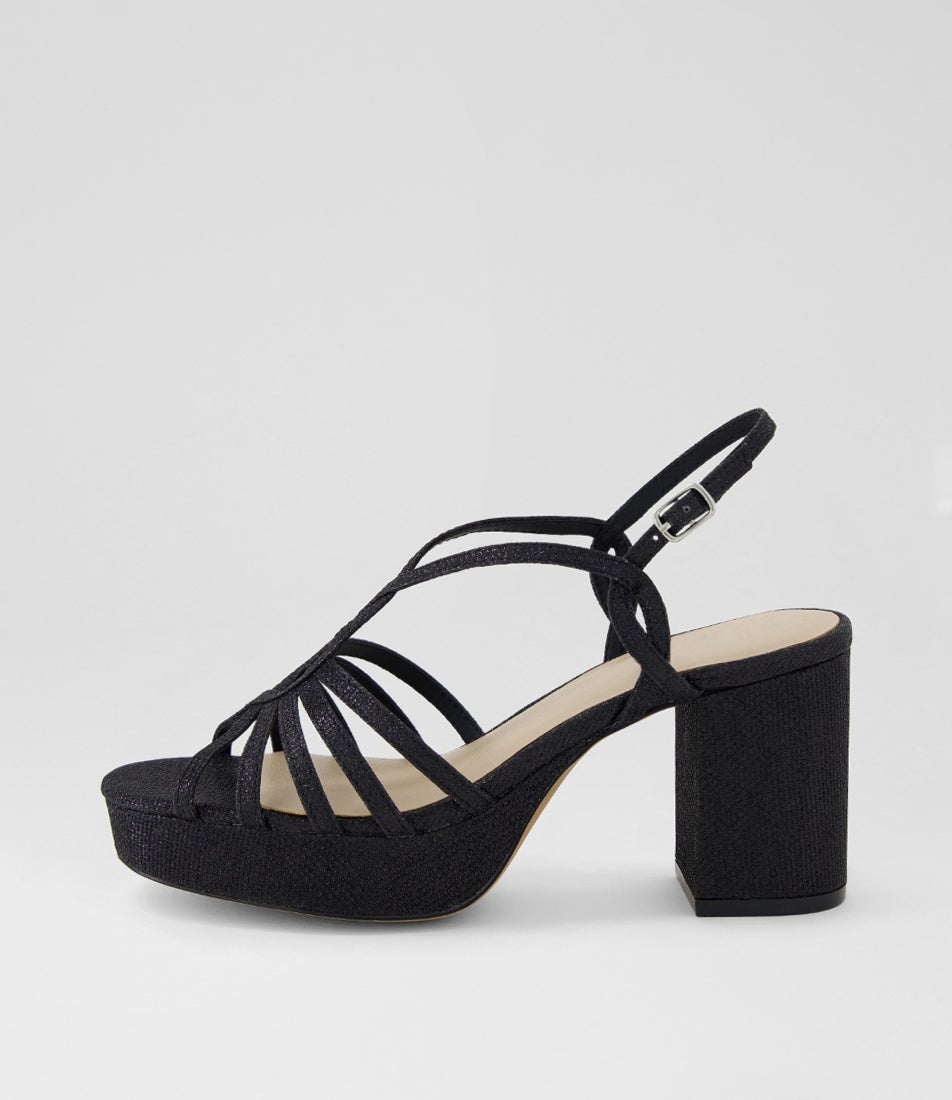 Forrum Black Glitter Sandals