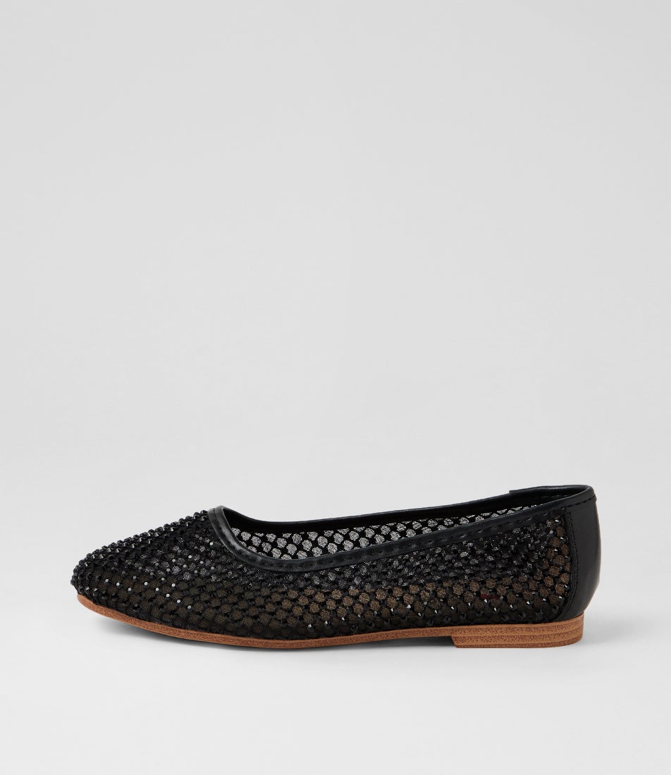 Jasiee Black Mesh Ballet Flats