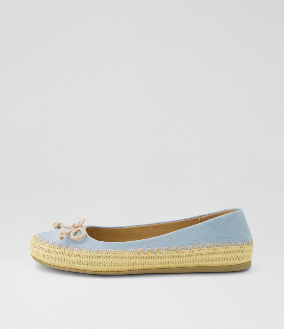 Marrina Pale Blue Microsuede Ballet Flats