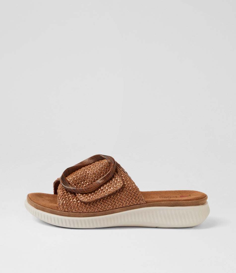 Vyrics Taupe Syn Raffia Slides