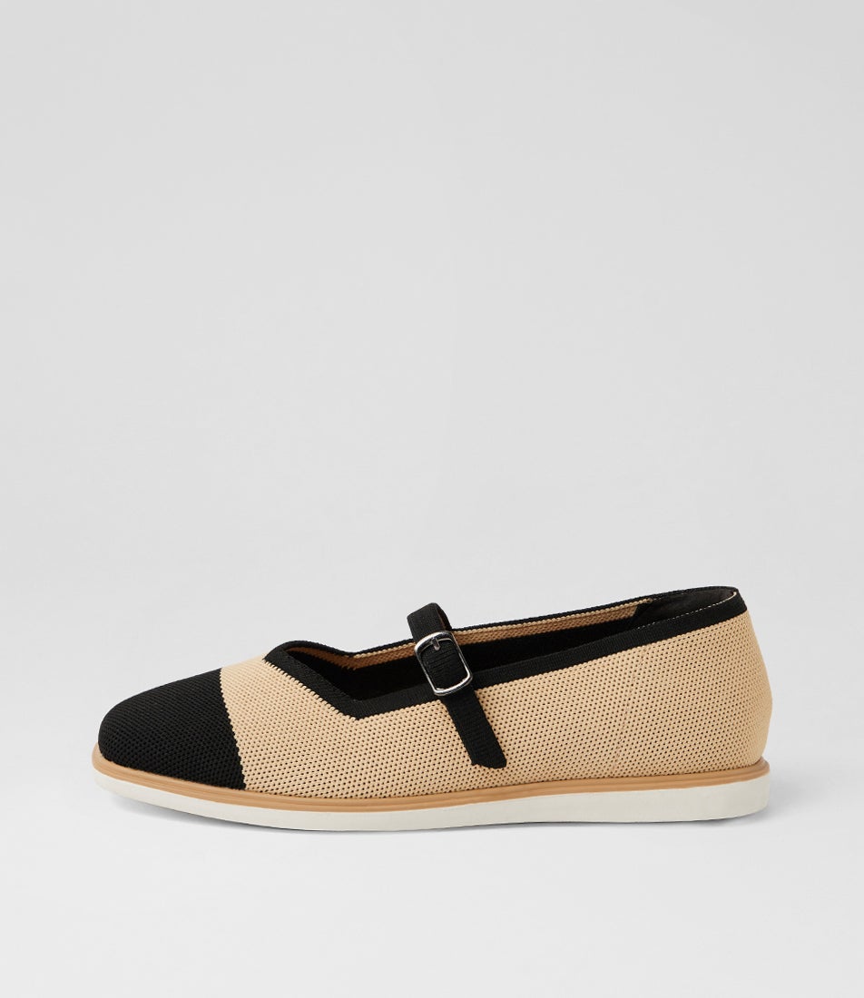 Futile Black Natural Knit Mary Janes