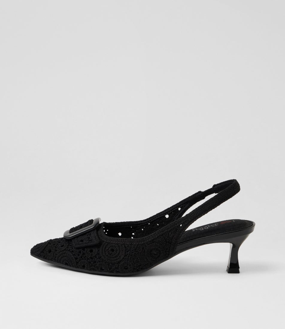 Christeen Black Fabric Slingback Pumps