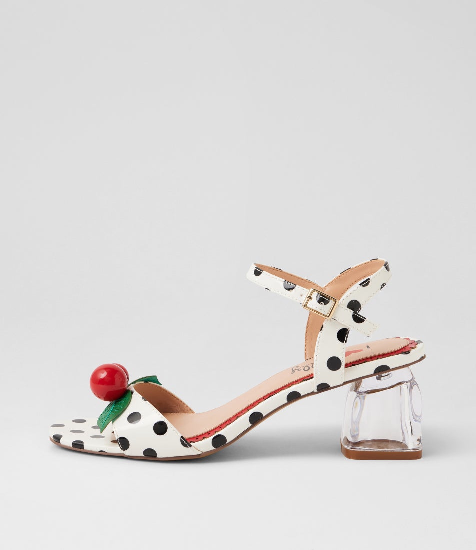 Yotto White Black Spot Patent Pu Sandals Yotto White Black Spot Patent Pu Sandals