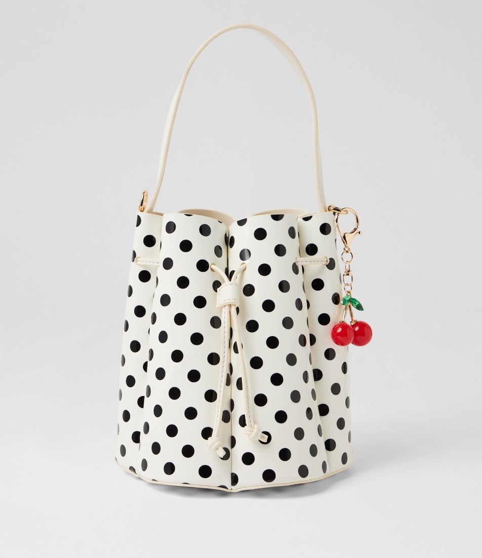 Lazzura White Black Spot Patent Pu Handbag Lazzura White Black Spot Patent Pu Handbag