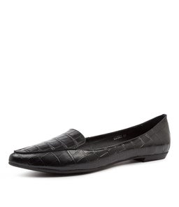 GEMMA BLACK CROC LEATHER