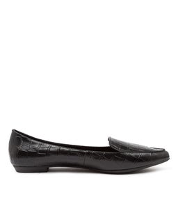 GEMMA BLACK CROC LEATHER