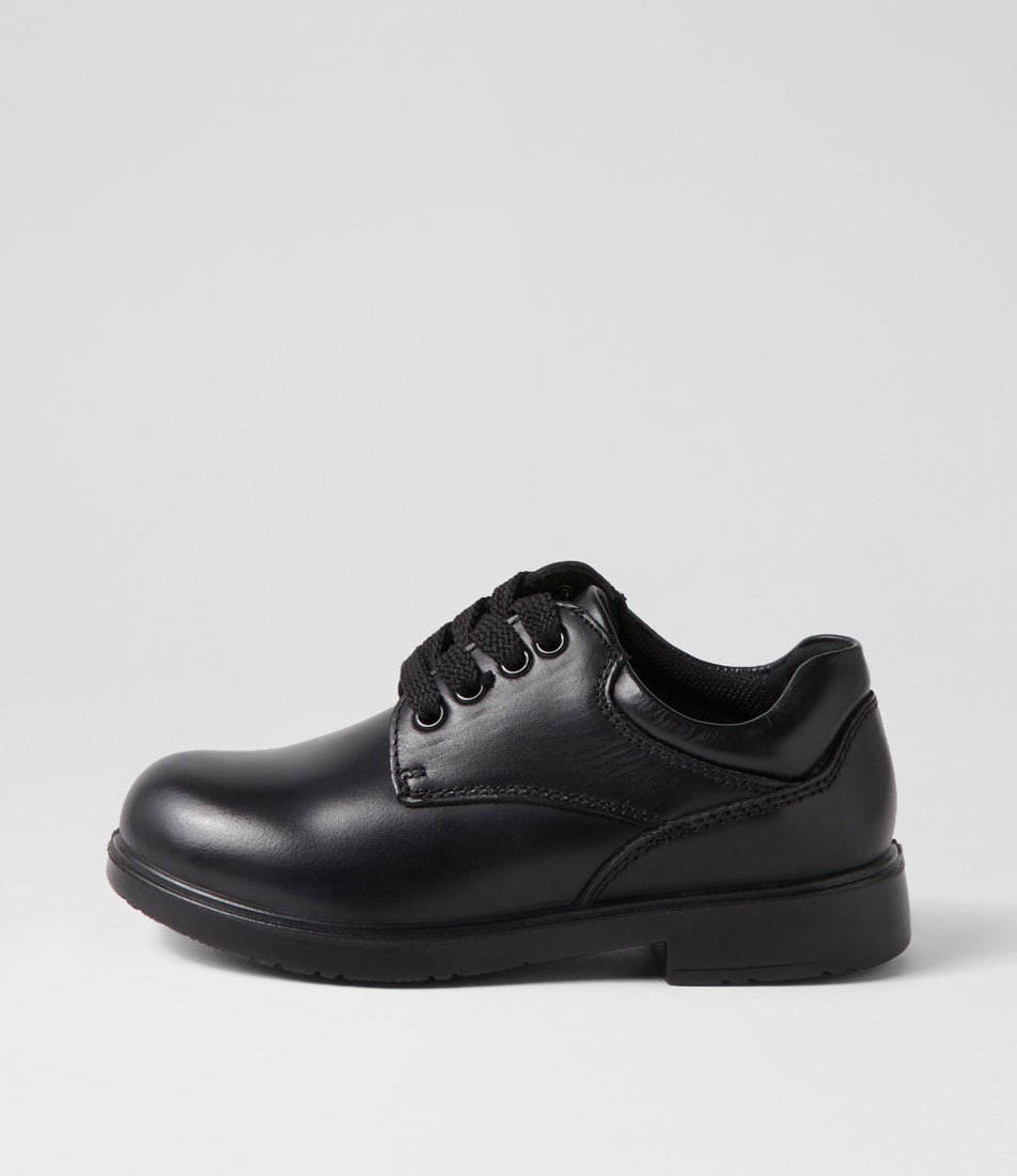 Kyson Jnr E Black Leather Lace Up Flats Kyson Jnr E Black Leather Lace Up Flats