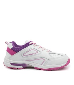 ECHO JNR LACE LX WHITE PURPLE PINK LEATHER SMOOTH
