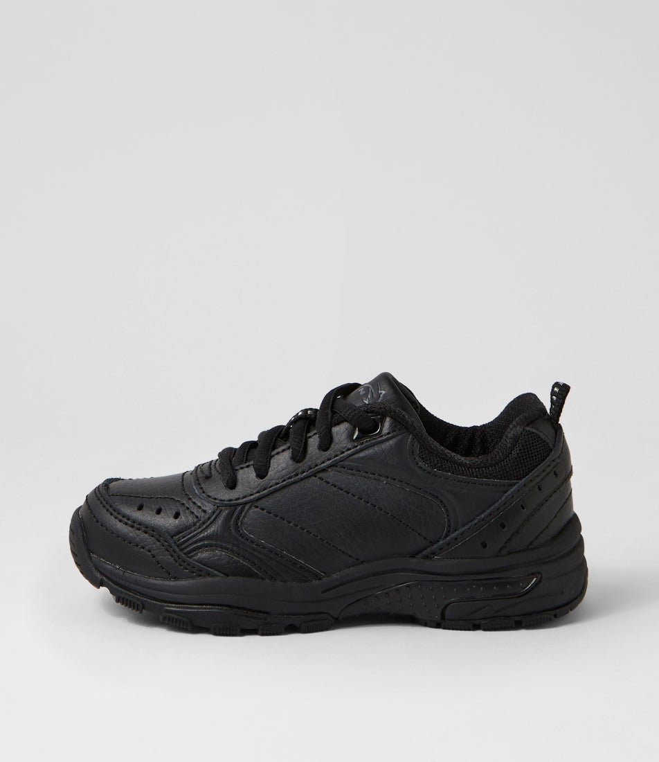 Erupt Jnr E Lace Black Leather Sneakers Erupt Jnr E Lace Black Leather Sneakers