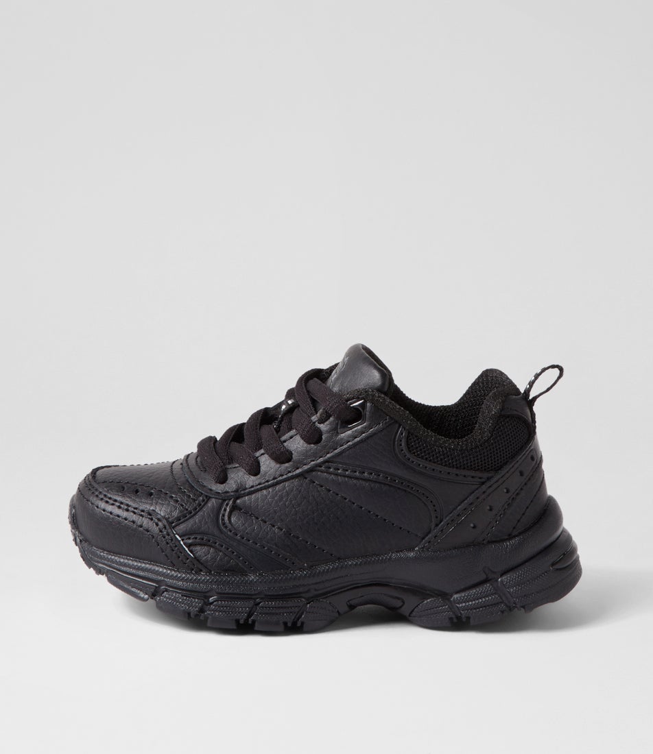 Erupt Junior Slim Lace Black Leather Sneakers
