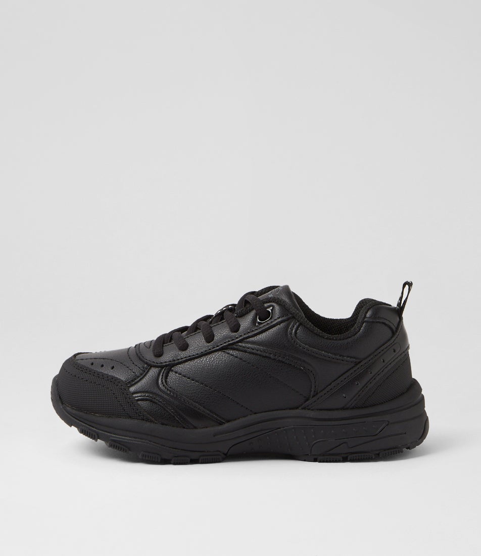 Elite Jnr E Lace Black Leather Sneakers
